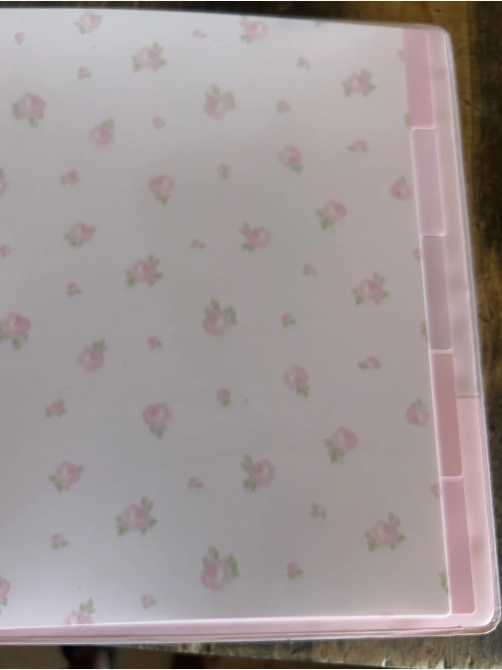 yoobi x LoveShackFancy 1 in D-Ring Binder Pink/Green Floral Clear Cover NWT